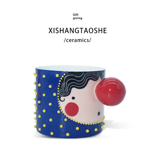 Round-nose hand-painted ceramic mug